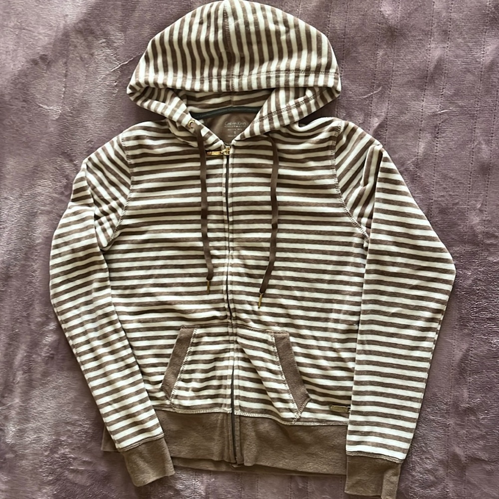 striped Calvin Klein zip up jacket